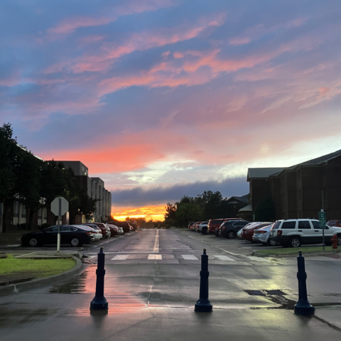 A sunset picture taken at the University of Central Oklahoma